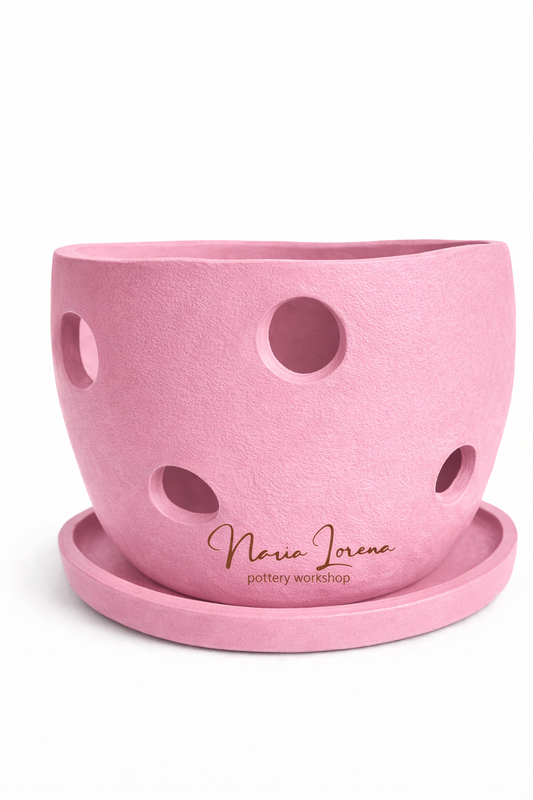 Maceta orquídeas jardín rosa